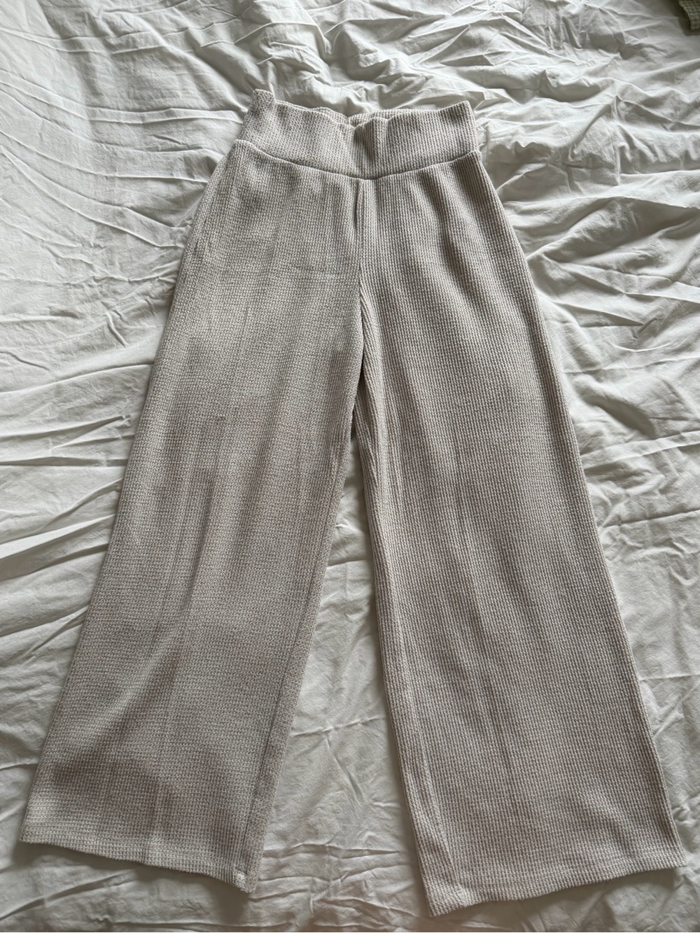Abercrombie & Fitch Cream Wide-Leg Knit Pants
